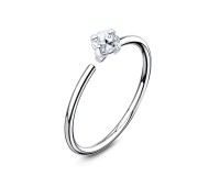 Round CZ Silver Nose Ring NSKR-71